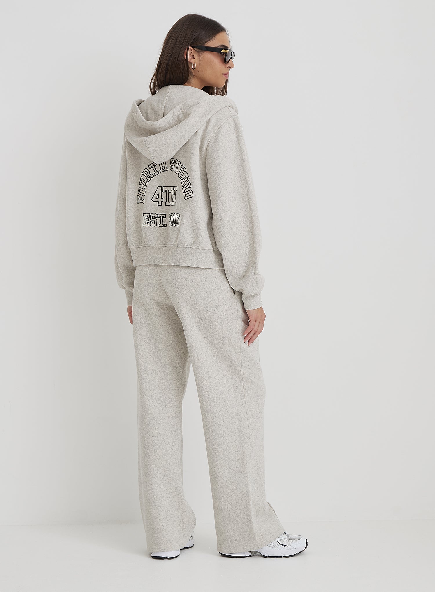 Grey Wide Leg Fourth Embroidered Jogger